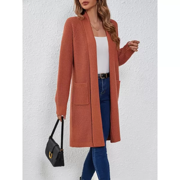 SuperPrity Cardigan Sweaters for Women Fashion 2024 Casual Open Front Knit Coat Long Sleeve Coatigan Jackets Fall OutwearOrange Red