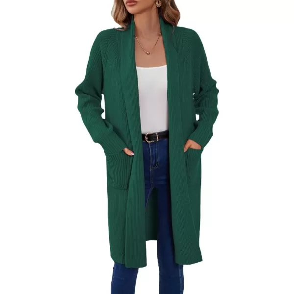 SuperPrity Cardigan Sweaters for Women Fashion 2024 Casual Open Front Knit Coat Long Sleeve Coatigan Jackets Fall OutwearDark Green