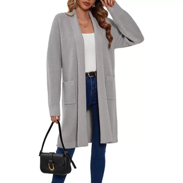 SuperPrity Cardigan Sweaters for Women Fashion 2024 Casual Open Front Knit Coat Long Sleeve Coatigan Jackets Fall OutwearGrey