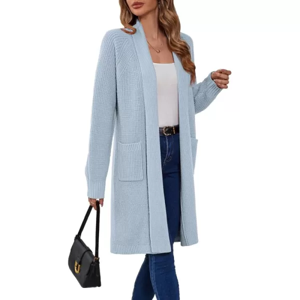 SuperPrity Cardigan Sweaters for Women Fashion 2024 Casual Open Front Knit Coat Long Sleeve Coatigan Jackets Fall OutwearLight Blue