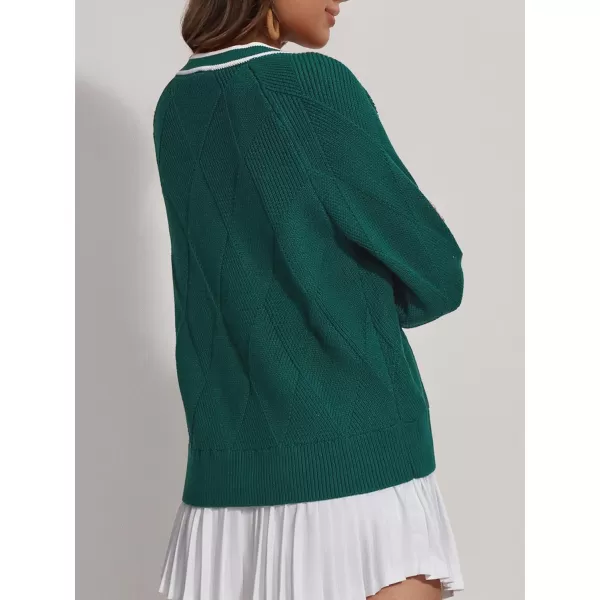 imageSuperPrity Cardigan Sweaters for Women Fashion 2024 Button Open Front Knit Oversized Cardigans Coat Fall Outfits OutwearDark Green