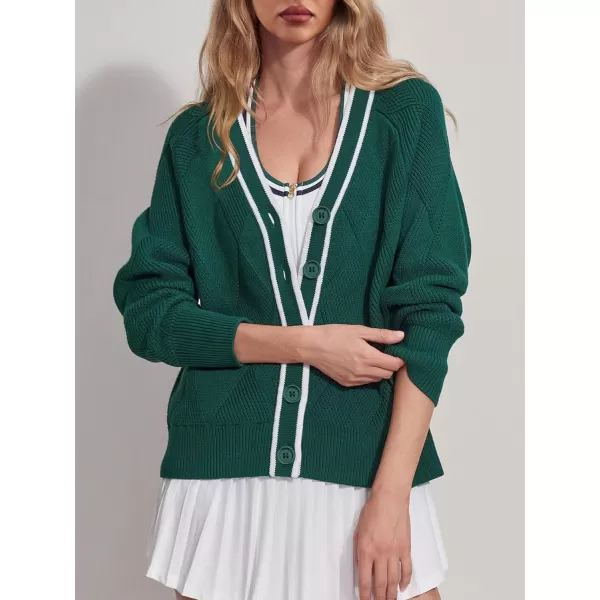 imageSuperPrity Cardigan Sweaters for Women Fashion 2024 Button Open Front Knit Oversized Cardigans Coat Fall Outfits OutwearDark Green