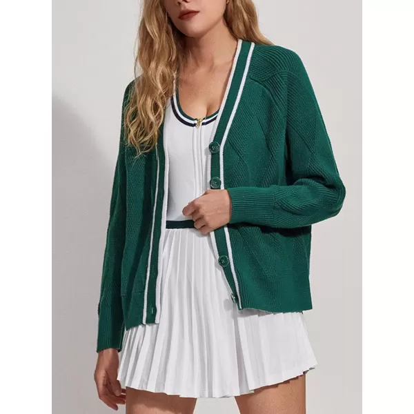 imageSuperPrity Cardigan Sweaters for Women Fashion 2024 Button Open Front Knit Oversized Cardigans Coat Fall Outfits OutwearDark Green