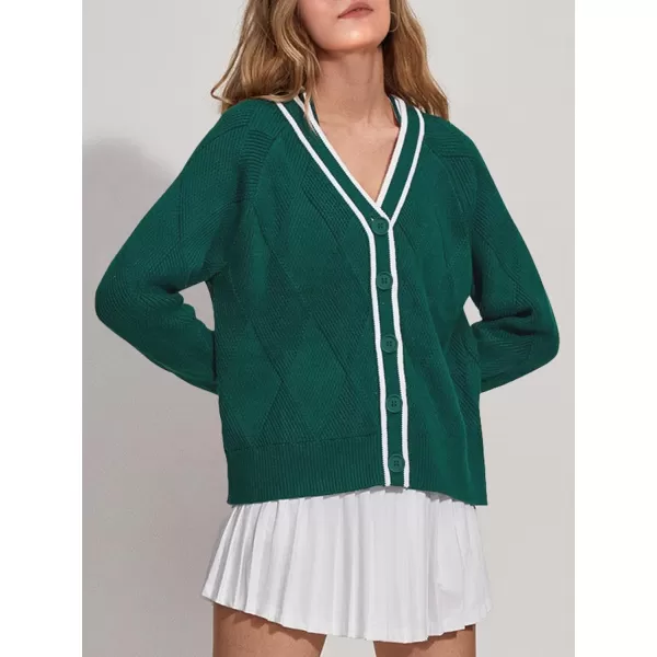 imageSuperPrity Cardigan Sweaters for Women Fashion 2024 Button Open Front Knit Oversized Cardigans Coat Fall Outfits OutwearDark Green