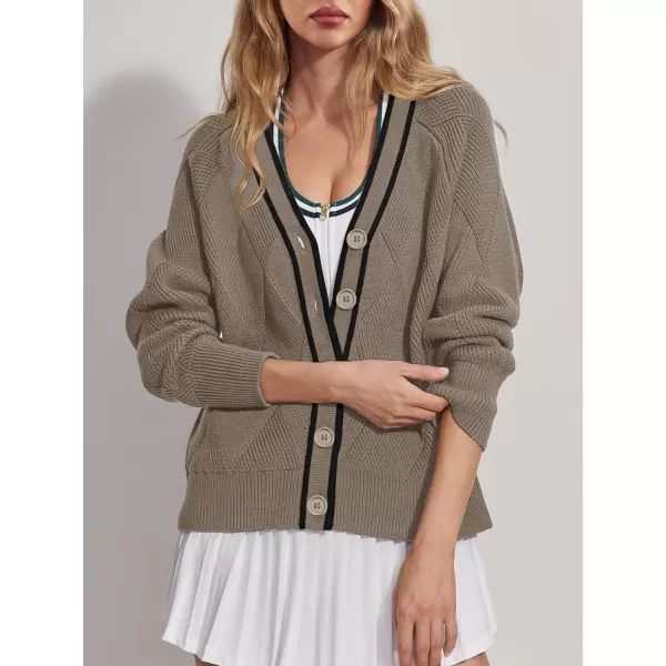 imageSuperPrity Cardigan Sweaters for Women Fashion 2024 Button Open Front Knit Oversized Cardigans Coat Fall Outfits OutwearKhaki