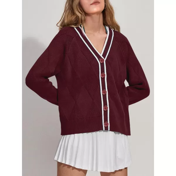 imageSuperPrity Cardigan Sweaters for Women Fashion 2024 Button Open Front Knit Oversized Cardigans Coat Fall Outfits OutwearMaroon