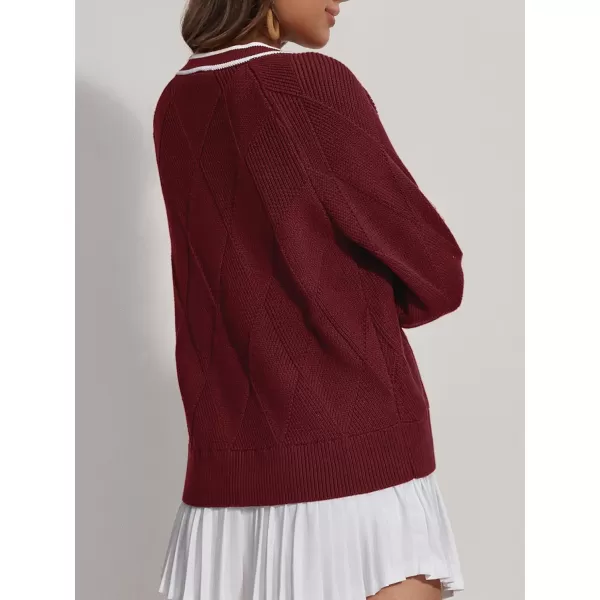 imageSuperPrity Cardigan Sweaters for Women Fashion 2024 Button Open Front Knit Oversized Cardigans Coat Fall Outfits OutwearMaroon