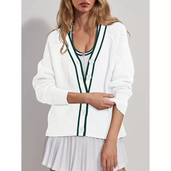 imageSuperPrity Cardigan Sweaters for Women Fashion 2024 Button Open Front Knit Oversized Cardigans Coat Fall Outfits OutwearWhite