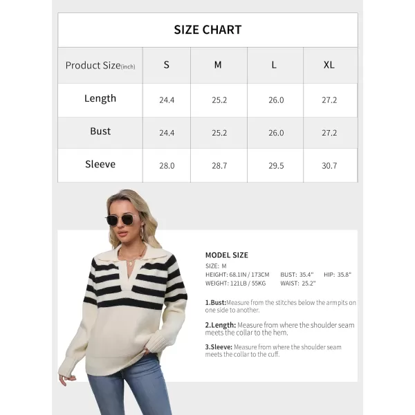 imageSuperPrity Oversized Sweaters for Women Trendy Long Sleeve Striped Collared Casual Pullover Tops Fall Fashion Clothes 2024Apricot Stripe