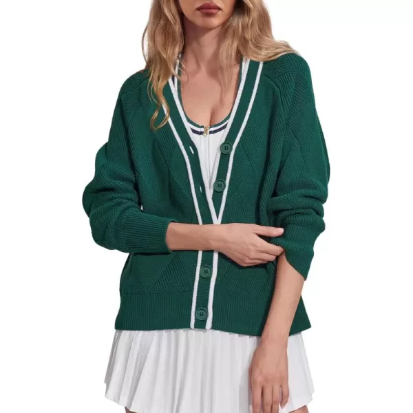 imageSuperPrity Cardigan Sweaters for Women Fashion 2024 Button Open Front Knit Oversized Cardigans Coat Fall Outfits OutwearDark Green