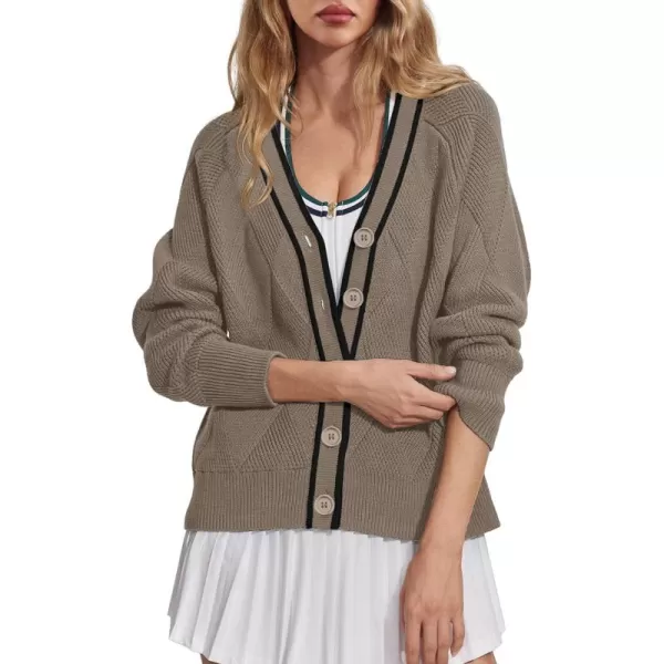 imageSuperPrity Cardigan Sweaters for Women Fashion 2024 Button Open Front Knit Oversized Cardigans Coat Fall Outfits OutwearKhaki