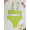 imageSouqFone Women Bikini Sets V Neck Mid Waist Two Piece Swimsuits Backless Front Twist Bathing Suit