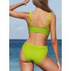 imageSouqFone Women Bikini Sets V Neck Mid Waist Two Piece Swimsuits Backless Front Twist Bathing Suit