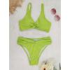 imageSouqFone Women Bikini Sets V Neck Mid Waist Two Piece Swimsuits Backless Front Twist Bathing Suit