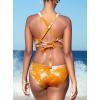 imageSouqFone Womens Bikini Set V Neck Cutout Front Knotted Criss Cross Back Lace Up Swimsuit Low Waisted Two Piece Bathing Suit