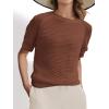 imageSuperPrity Crochet Tops for Women Summer Short Sleeve Hollow Out Sweater Beach Swimsuit Cover Ups 2025 Trendy Sexy TopBrown