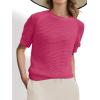 imageSuperPrity Crochet Tops for Women Summer Short Sleeve Hollow Out Sweater Beach Swimsuit Cover Ups 2025 Trendy Sexy TopHot Pink
