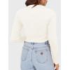 imageSuperPrity Long Sleeve Shirts for Women Spring Fashion V Neck Button Polo Sweaters Stretch Slim Fitted Knit Basic Tee TopsWhite