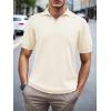 imageSuperPrity Mens Polo Shirts Short Sleeve V Neck Golf Shirts Casual Slim Fit Ribbed Collar TShirtsBeige