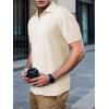 imageSuperPrity Mens Polo Shirts Short Sleeve V Neck Golf Shirts Casual Slim Fit Ribbed Collar TShirtsBeige