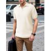 imageSuperPrity Mens Polo Shirts Short Sleeve V Neck Golf Shirts Casual Slim Fit Ribbed Collar TShirtsBeige