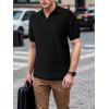 imageSuperPrity Mens Polo Shirts Short Sleeve V Neck Golf Shirts Casual Slim Fit Ribbed Collar TShirtsBlack