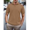 imageSuperPrity Mens Polo Shirts Short Sleeve V Neck Golf Shirts Casual Slim Fit Ribbed Collar TShirtsBrown