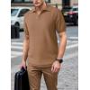 imageSuperPrity Mens Polo Shirts Short Sleeve V Neck Golf Shirts Casual Slim Fit Ribbed Collar TShirtsBrown