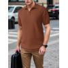 imageSuperPrity Mens Polo Shirts Short Sleeve V Neck Golf Shirts Casual Slim Fit Ribbed Collar TShirtsCoffee