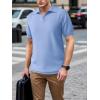 imageSuperPrity Mens Polo Shirts Short Sleeve V Neck Golf Shirts Casual Slim Fit Ribbed Collar TShirtsSky Blue