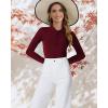 imageSuperPrity Womens Dressy Casual Tops V Neck Business Work Blouses Button Down Long Sleeve Shirts Stretch Ribbed Basic Trendy Polo Clothes 2024LWine Red