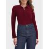 imageSuperPrity Womens Dressy Casual Tops V Neck Business Work Blouses Button Down Long Sleeve Shirts Stretch Ribbed Basic Trendy Polo Clothes 2024LWine Red