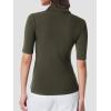 imageSuperPrity Womens Dressy Casual Tops V Neck Business Work Blouses Button Down Stretch Ribbed Short Sleeve ShirtsArmy Green