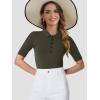 imageSuperPrity Womens Dressy Casual Tops V Neck Business Work Blouses Button Down Stretch Ribbed Short Sleeve ShirtsArmy Green