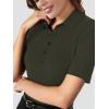 imageSuperPrity Womens Dressy Casual Tops V Neck Business Work Blouses Button Down Stretch Ribbed Short Sleeve ShirtsArmy Green