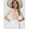 imageSuperPrity Womens Dressy Casual Tops V Neck Business Work Blouses Button Down Stretch Ribbed Short Sleeve ShirtsBeige