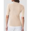 imageSuperPrity Womens Dressy Casual Tops V Neck Business Work Blouses Button Down Stretch Ribbed Short Sleeve ShirtsBeige
