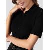 imageSuperPrity Womens Dressy Casual Tops V Neck Business Work Blouses Button Down Stretch Ribbed Short Sleeve ShirtsBlack