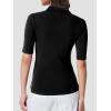 imageSuperPrity Womens Dressy Casual Tops V Neck Business Work Blouses Button Down Stretch Ribbed Short Sleeve ShirtsBlack