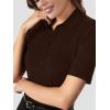 imageSuperPrity Womens Dressy Casual Tops V Neck Business Work Blouses Button Down Stretch Ribbed Short Sleeve ShirtsCoffee