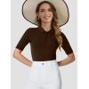 imageSuperPrity Womens Dressy Casual Tops V Neck Business Work Blouses Button Down Stretch Ribbed Short Sleeve ShirtsCoffee
