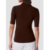 imageSuperPrity Womens Dressy Casual Tops V Neck Business Work Blouses Button Down Stretch Ribbed Short Sleeve ShirtsCoffee