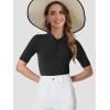 imageSuperPrity Womens Dressy Casual Tops V Neck Business Work Blouses Button Down Stretch Ribbed Short Sleeve ShirtsGray