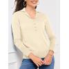 imageSuperPrity Womens Knit Sweaters V Neck Lightweight Collared Thinner Sweater Casual Long Sleeve Polo ShirtsBeige