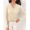 imageSuperPrity Womens Knit Sweaters V Neck Lightweight Collared Thinner Sweater Casual Long Sleeve Polo ShirtsBeige