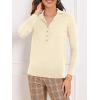 imageSuperPrity Womens Knit Sweaters V Neck Lightweight Collared Thinner Sweater Casual Long Sleeve Polo ShirtsBeige