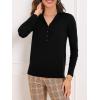 imageSuperPrity Womens Knit Sweaters V Neck Lightweight Collared Thinner Sweater Casual Long Sleeve Polo ShirtsBlack