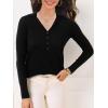 imageSuperPrity Womens Knit Sweaters V Neck Lightweight Collared Thinner Sweater Casual Long Sleeve Polo ShirtsBlack
