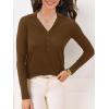imageSuperPrity Womens Knit Sweaters V Neck Lightweight Collared Thinner Sweater Casual Long Sleeve Polo ShirtsBrown
