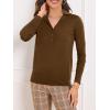 imageSuperPrity Womens Knit Sweaters V Neck Lightweight Collared Thinner Sweater Casual Long Sleeve Polo ShirtsBrown